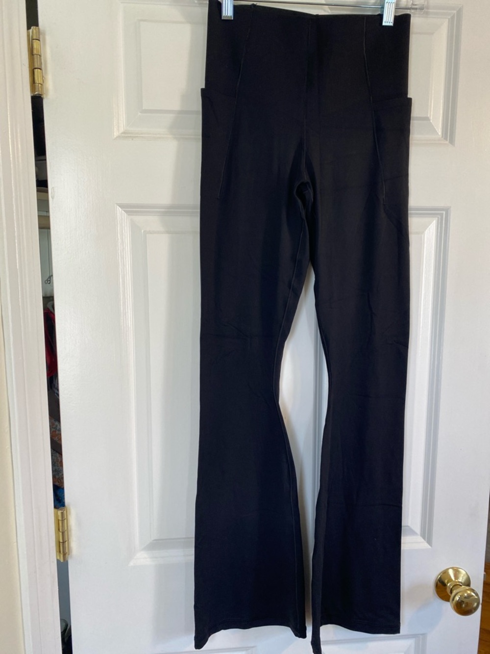 aerie Black Bootcut Leggings with Branded Print